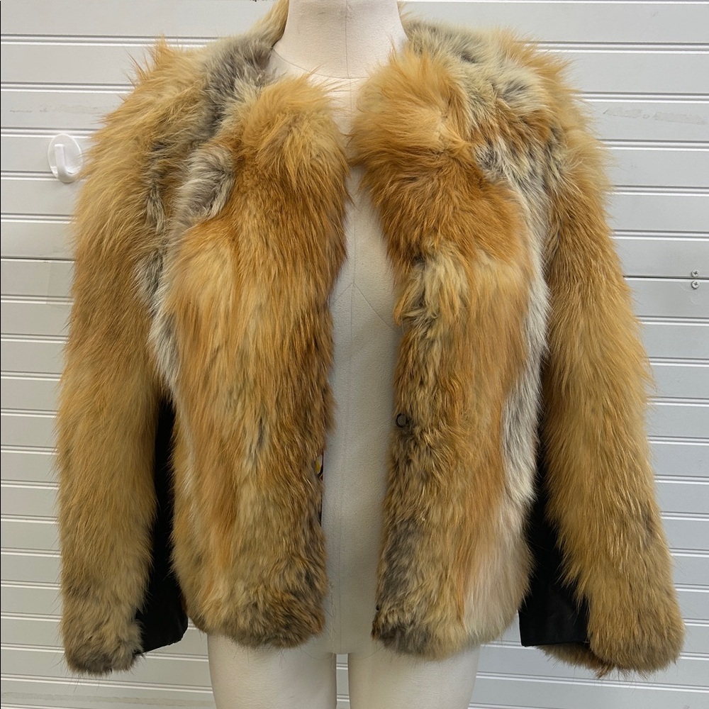 Vintage Red Fox Fur Jacket w/ Leather Panels – LGS – 90s Real Fur